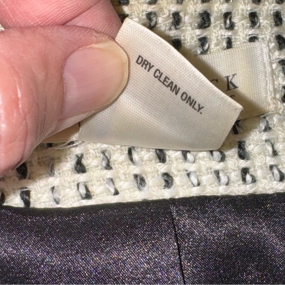 WHBM Tweed Fringe Jacket Black White 3/4 Sleeves Sz 12 - Picture 13 of 17